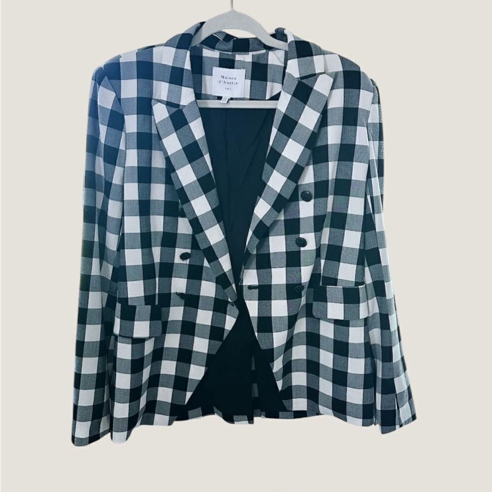 Madison D’ Amelie Black and White Gingham Blazer